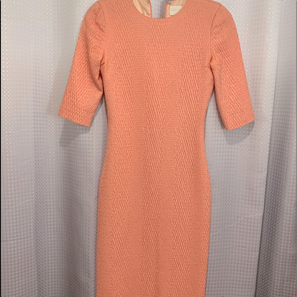 Christian Soriano fitted coral pink snakeskin silk dress Sz 2